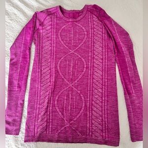 lululemon athletica Pink Cable Knit Long Sleeve Top